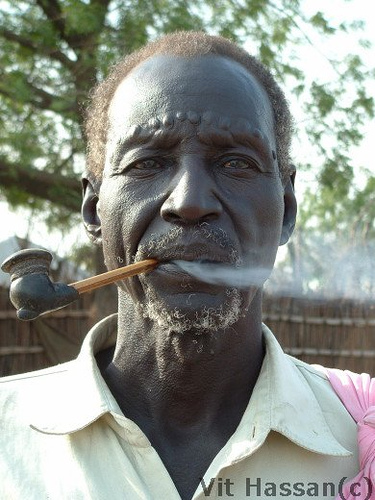 Traditional long pipe of a Denka tribe,they called in their language "aging" or "dok&